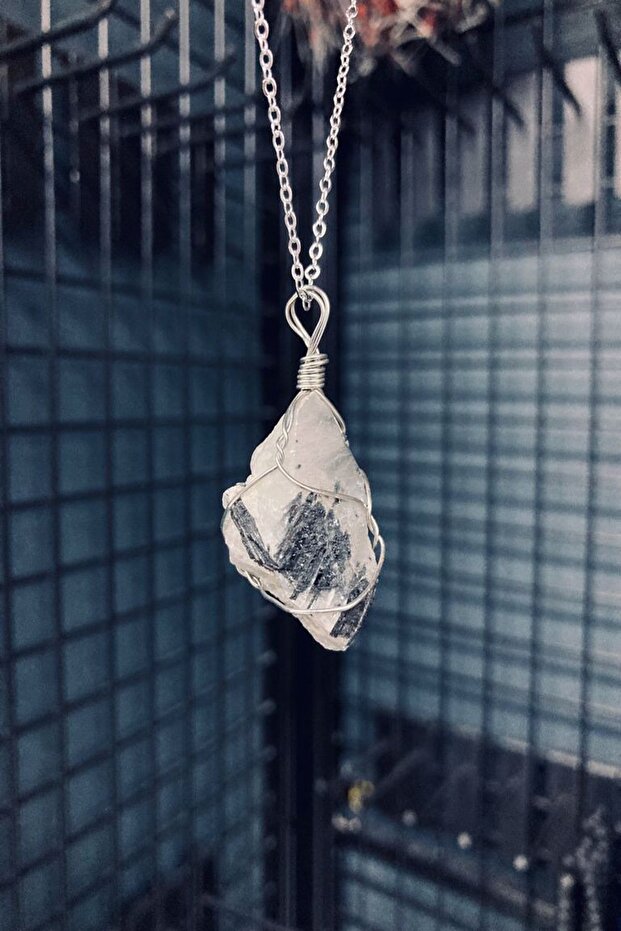 Rutile quartz raw natural stone necklace 50cm