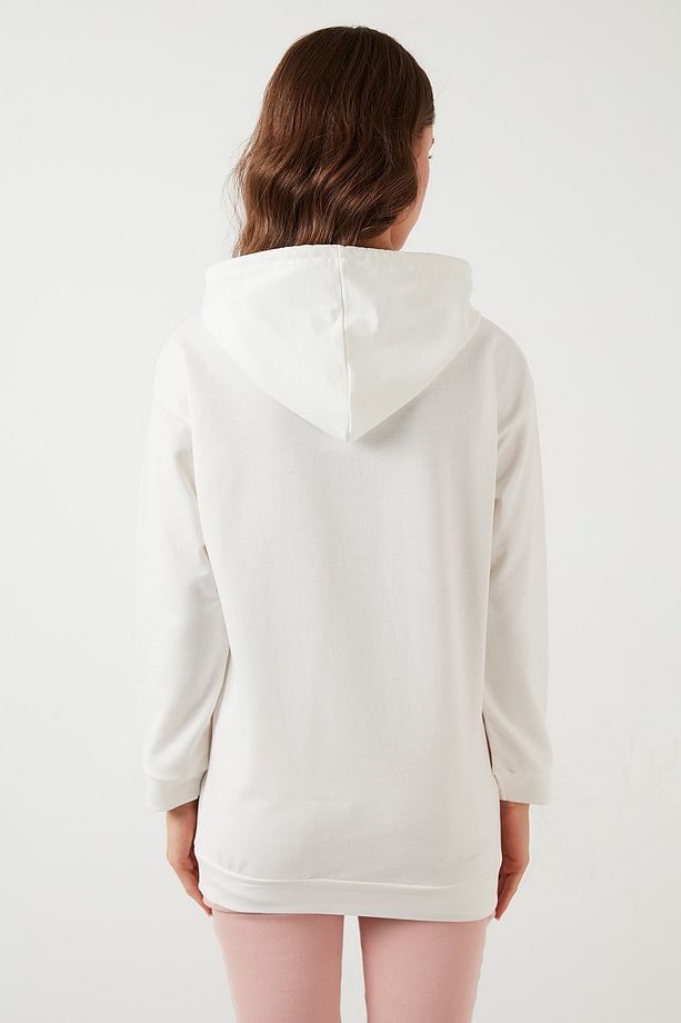 Baskılı Kapüşonlu Basic Örme Sweat 5864305 - 6