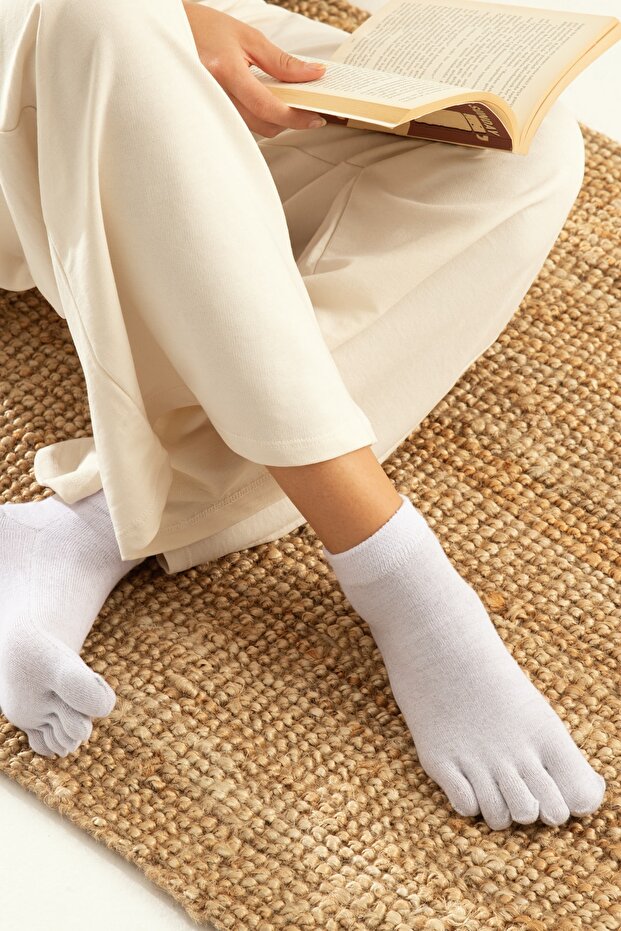 Anti-Fungal Toe Booties Women's White Silver Socks