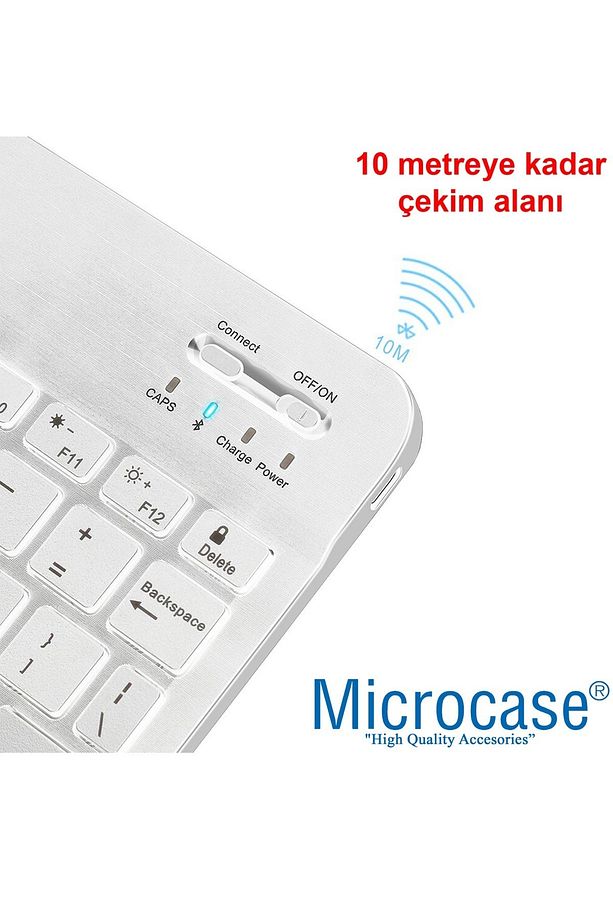 Tablet Telefonlar Rgb Led Işıklı Bluetooth Klavye Şarjlı Kablosuz Beyaz Al2670 - 5