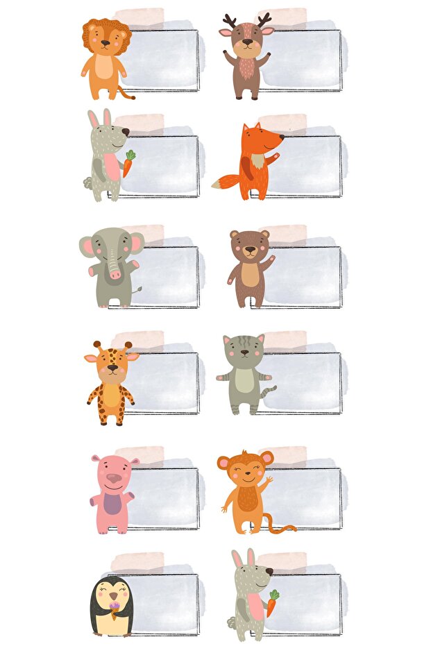 Notebook with Cute Animals Figures - Book Labelnotebook - Book Label