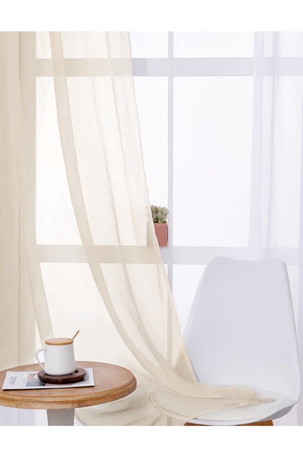 Rustik Tül - Rustikli Perde - Ekru Tül - Kuşgözlü Perde - 1