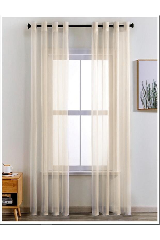 Rustik Tül - Rustikli Perde - Ekru Tül - Kuşgözlü Perde - 4