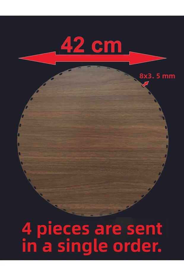 Wooden Walnut 42 cm 4 Pcs Bamboo Tray Mesh Plate Supla Perforated Coaster Crochet Base Craft Basket Base