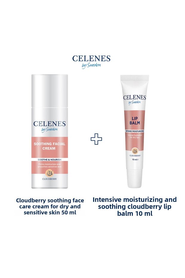 Cloudberry Soothing Face Cream, 50 ml + Intensive Moisture Lip Balm, 10 ml Set of 2