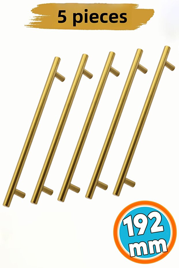 Furniture Handle Kitchen Drawer Cabinet Cupboard Door Handles Handle Gold 192 mm 19.2 cm Gold Metal 5 Pieces