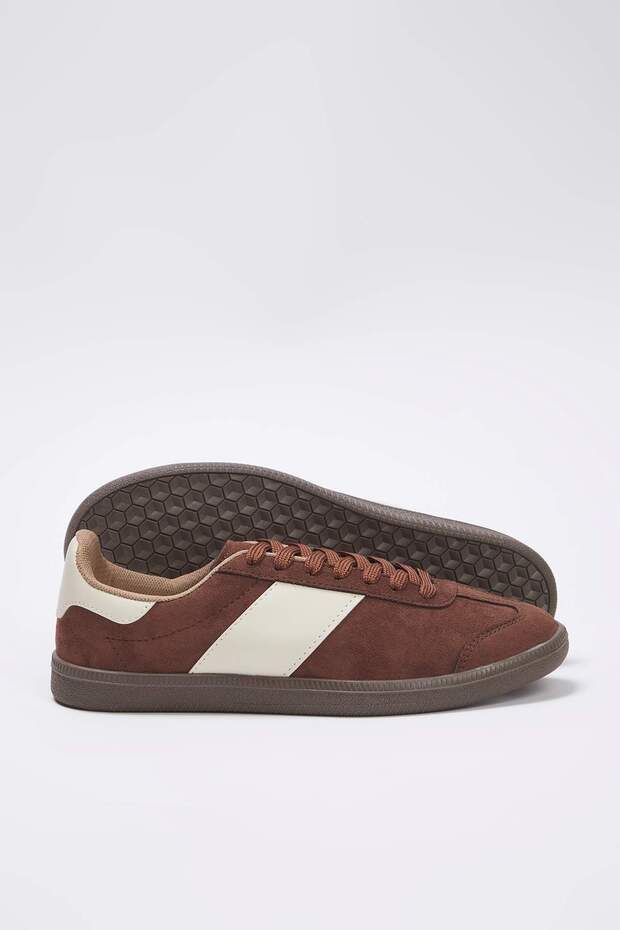 Kahverengi Süet Retro Bağcıklı Erkek Spor Ayakkabı TAKAW26SN00024 - 5