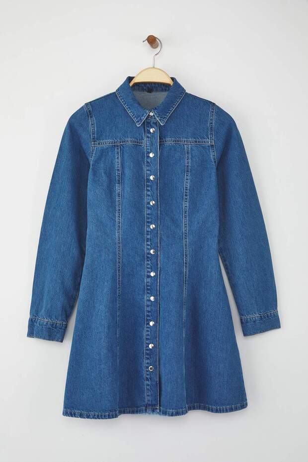 Mavi Mini Denim Gömlek Elbise TWOAW26EL00034 - 7