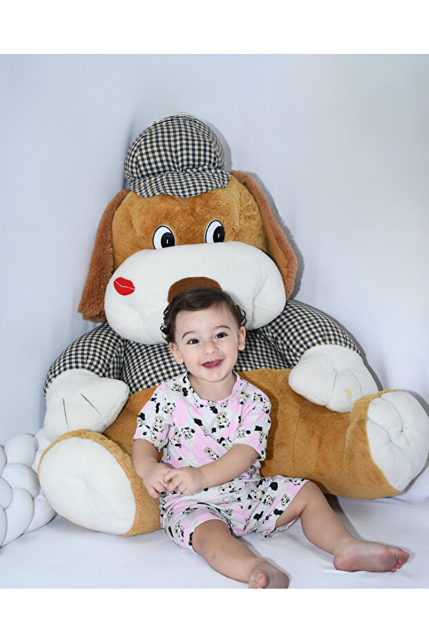 ANNE BEBEK PİJAMA TAKIMI KOMBİN İNEK DESEN KISAKOL ŞORT (TEK TEK SATILMAKTADIR) - 5
