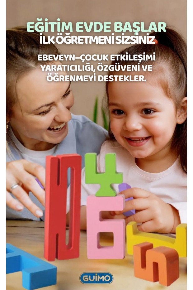 Eğitici Oyuncak Montessori Ahşap Sayı Blokları – 3 4 5 Yaş Okul Öncesi Matematik & Yapı Seti - 6