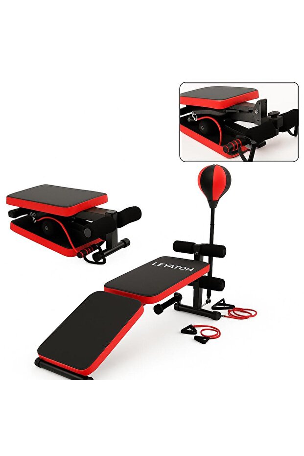 Leyaton Katlanabilir Fitness Ağırlık Sehpası - Mekik Aleti - Boks Topu -tüm Vücut Egzersiz Aleti Gym Bench