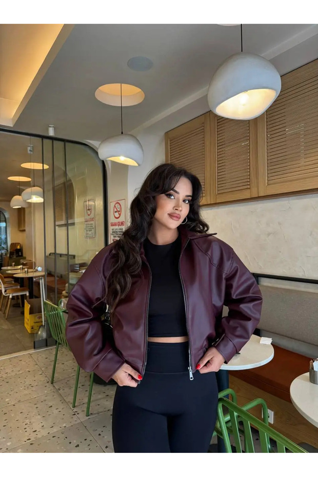 Kadın Kaşe Bomber Ceket - 6