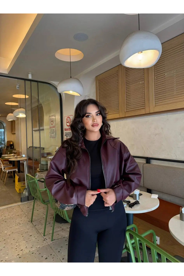 Kadın Kaşe Bomber Ceket - 7