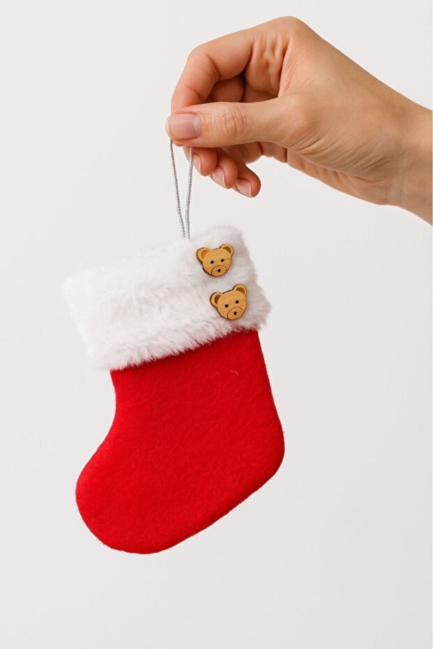 Yılbaşı Dekor Çorap Şömine Duvar Süsü Yılbaşı Çam Ağacı Süsü Sevimli Ayı18cm - 1