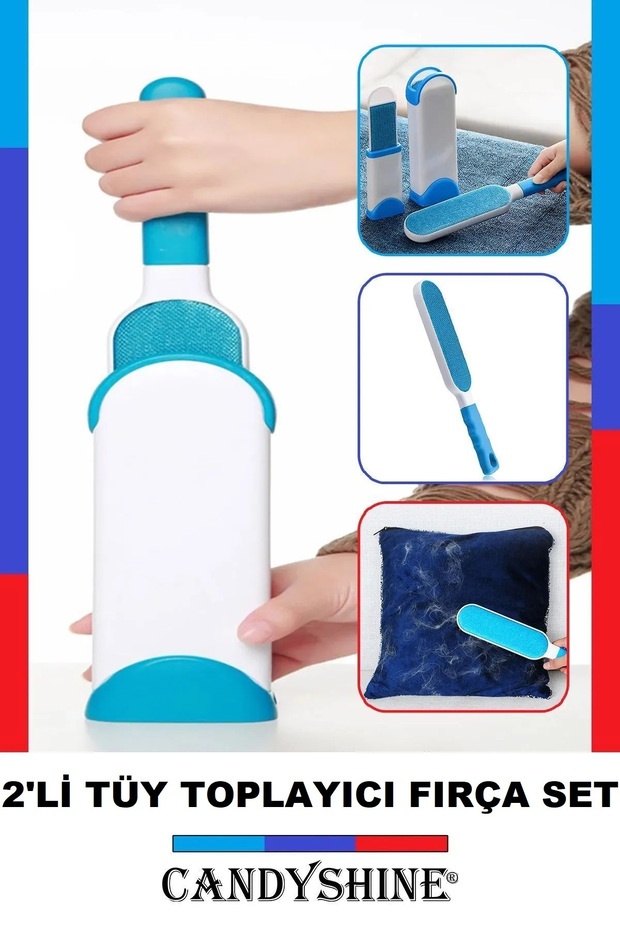 ® Deluxe Mucize Koltuk Kıyafet Halı Kedi Köpek Evcil Hayvan Tüy Toplayıcı Fırça Seti Premium Kalite - 1