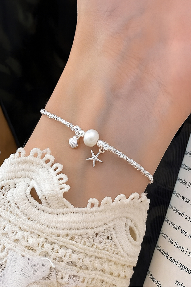 Minimal Design Starfish and Seashell Charm Bracelet Pinterest Shiny Stone Princess Bracelet