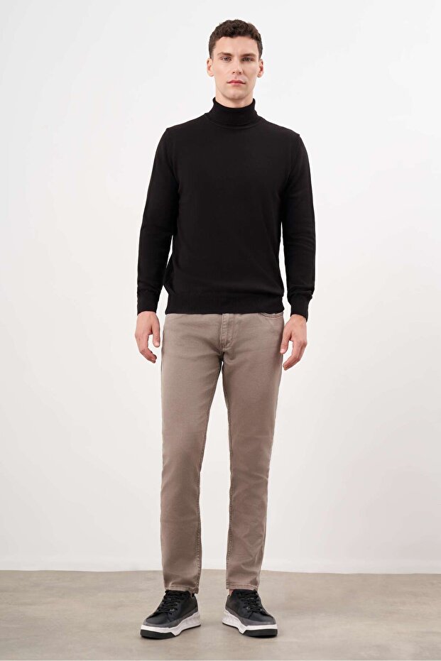 Erkek Siyah Basic Balıkçı Yaka Dynamic Fit Rahat Kesim Triko - 4