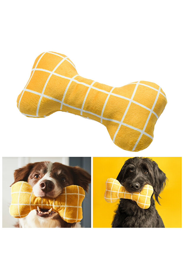 UTSADD Sarı Kemik 20 cm Köpek için Yumuşak Yıkanabilir Peluş Oyuncak Köpek Oyuncağı - 2