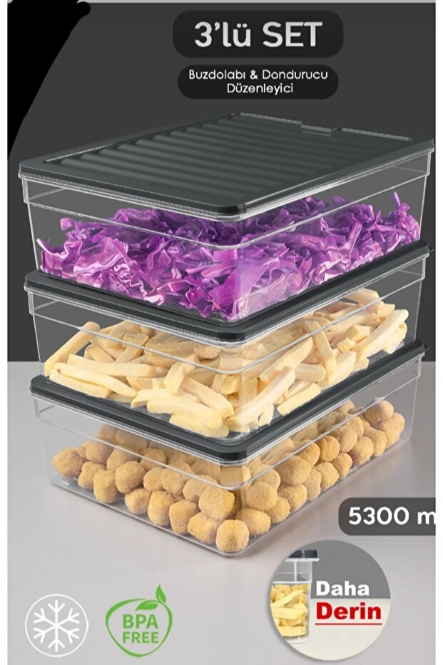 Deep Freezer Fridge Organizer Storage Container Icebox Storage Container Microwave Container - 1