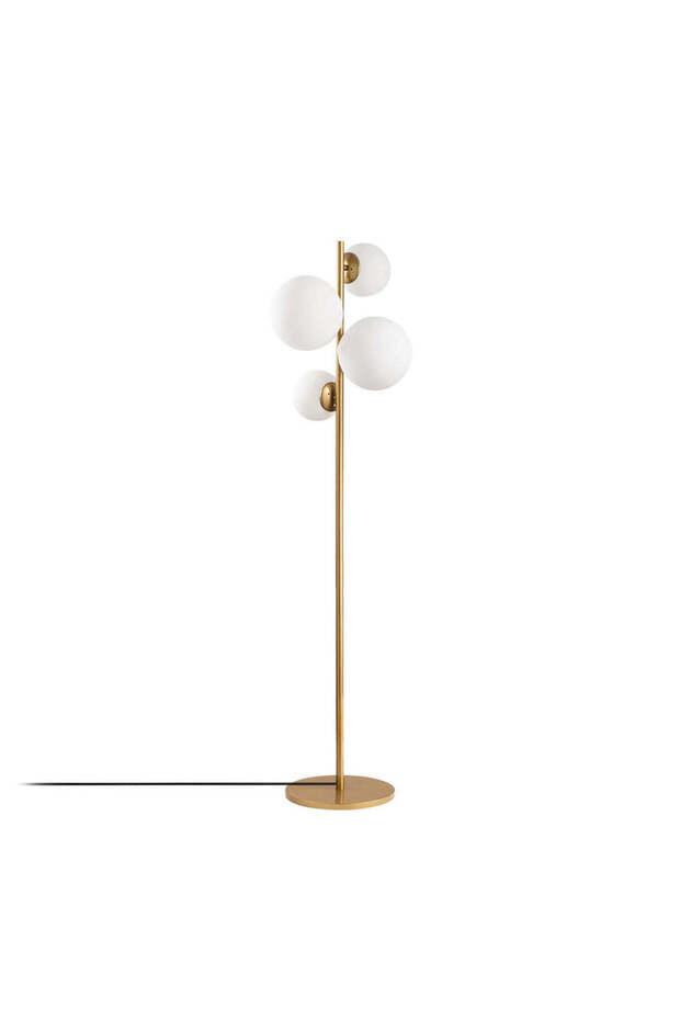 Gold 4 Camlı Tek Ayaklı Zemin Lambası Lambader - 6