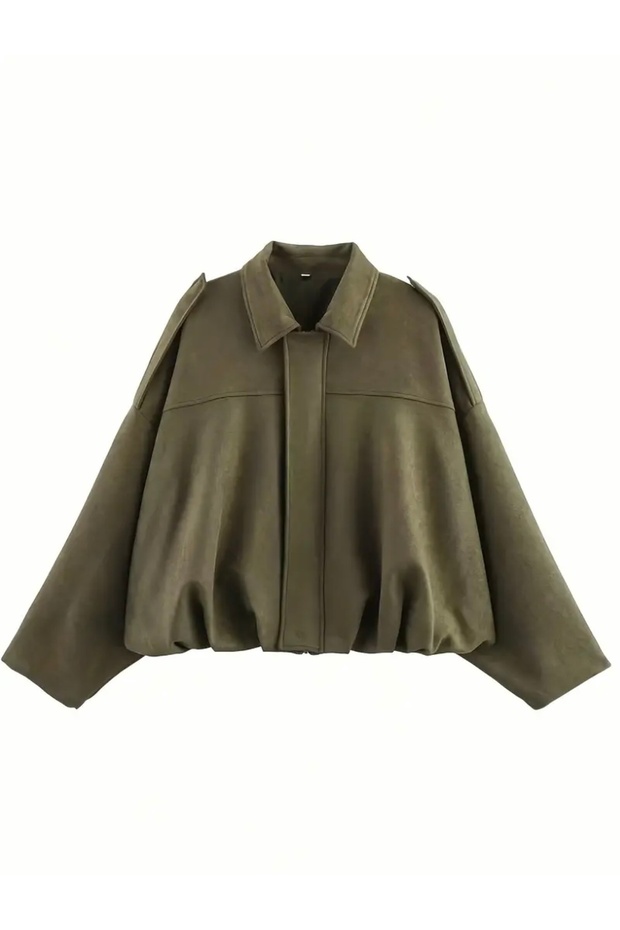 Oversize Bomber Süet Ceket - 5