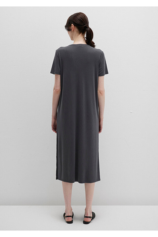 Tencel TM Modal Antrasit Midi Elbise 1310777-70095 - 5