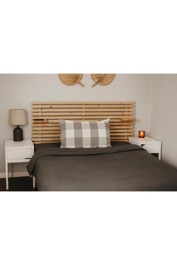 90cm 2 Adet Raflı Nutaral Masif Ahşap Yatak Başlığı 90cm X 60 Cm Masif Natural - 2 Adet Raf - 4