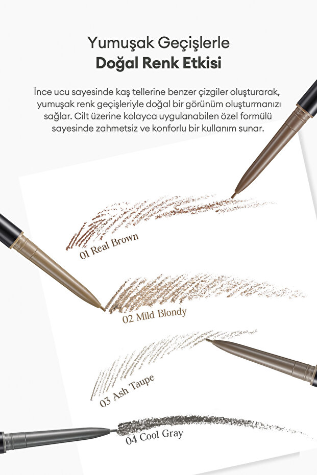 Doğal Görünüm Sunan Ultra İnce Uçlu Çift Taraflı Kaş Kalemi Kill Brow Slim Brow (04 Cool Gray) - 4