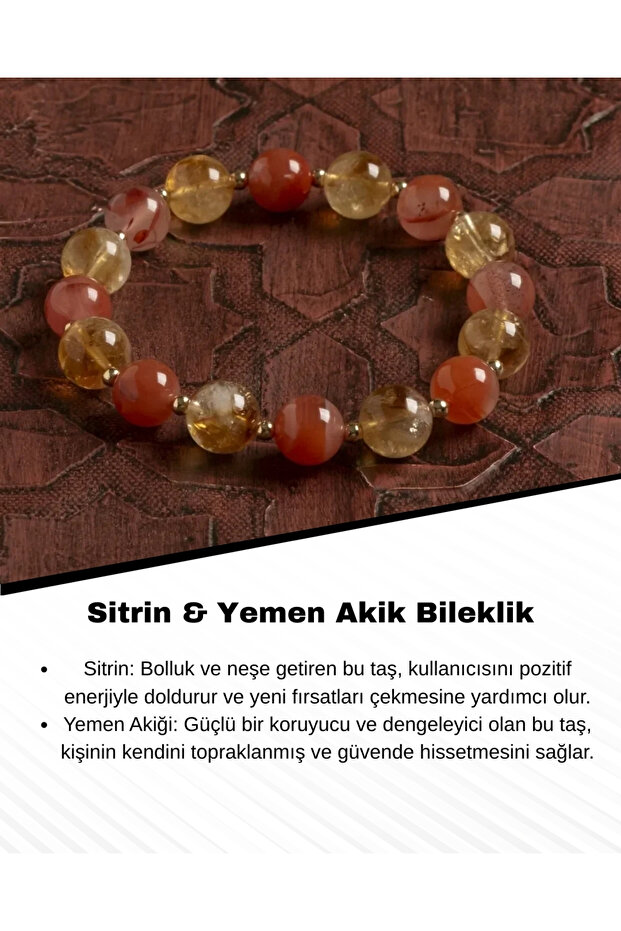 Certified Natural Citrine & Yemen Agate Bracelet