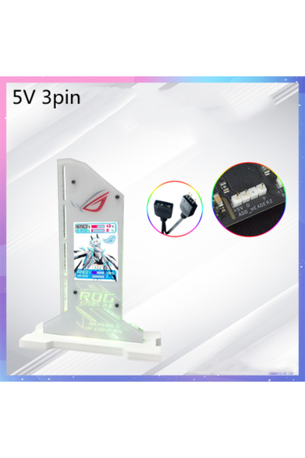5V White Graphic Video Card Bracket VGA Holder With 2.4 inch LCD Display Support RGB CPU GPU RAM Mon - 1