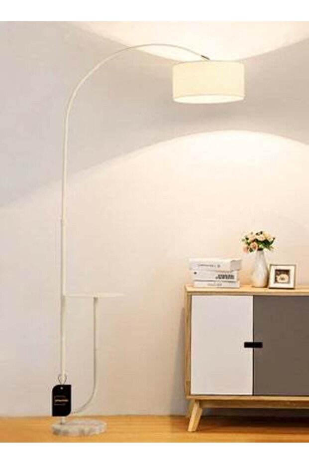 Pack of 2 Dimmable Vertical Floor Lamp With Warm Light Pure Marble Base with Coffee Table Tray - 6