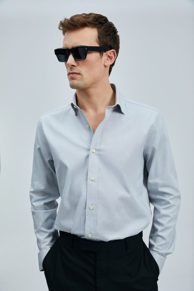 Danıel Erkek Basic Gömlek Regular Fit Gri - 3