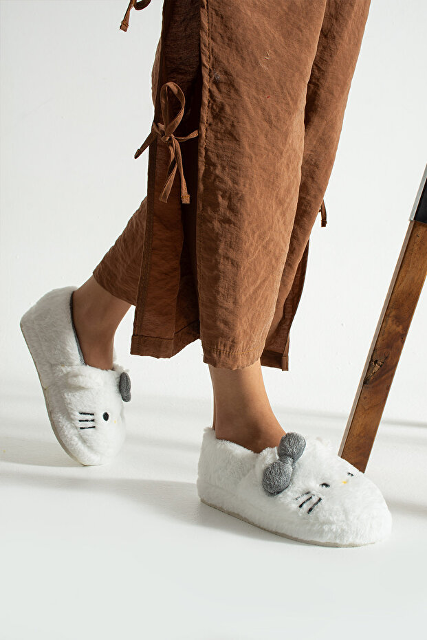 Gri Papyonlu Kedi Ev Botu Panduf - 6