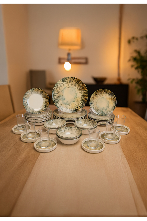 36-Pieces Luxury Turkish Porcelain Dinnerware – Complete Set for 6 Persons