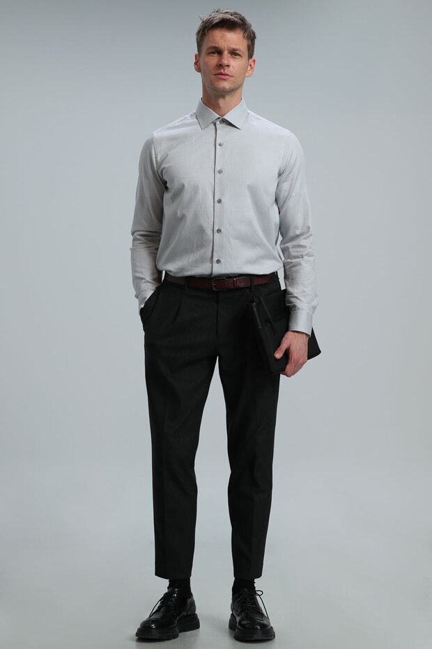 Danıel Erkek Basic Gömlek Slim Fit Gri - 2