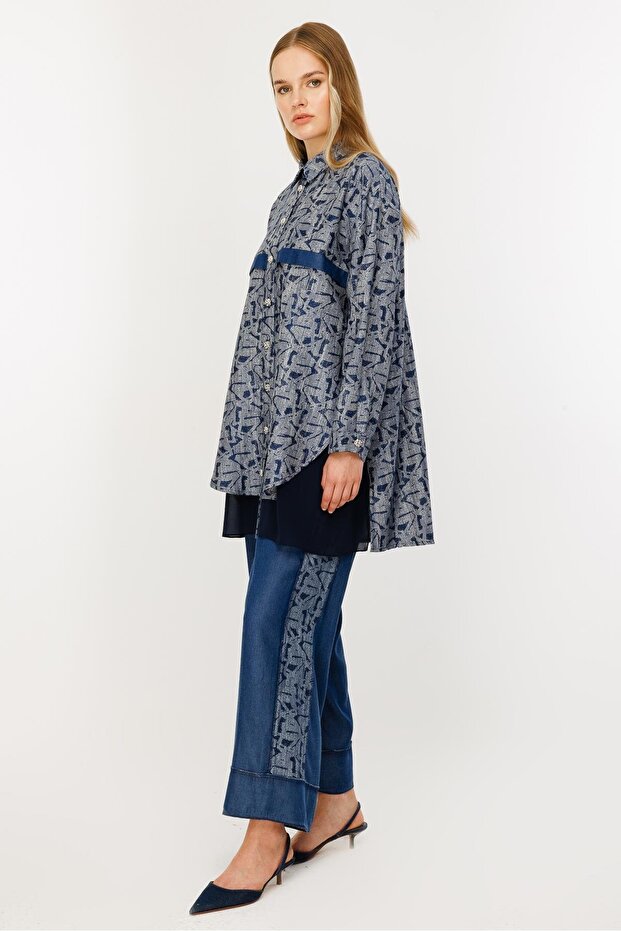 DENİM Örme Gömlek Pantolon Takım 4875 - 4