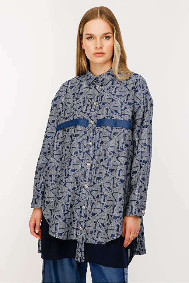 DENİM Örme Gömlek Pantolon Takım 4875 - 2