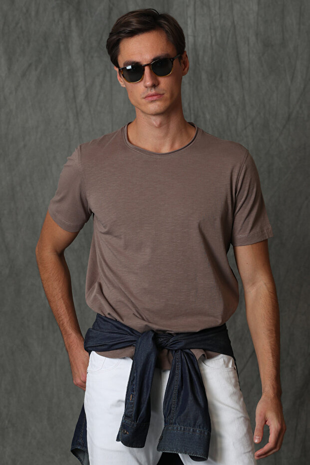 Junya Erkek Basic Tişört Toprak - 4