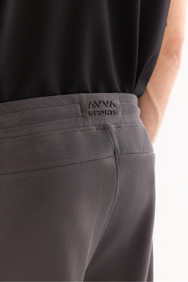 Erkek Antrasit Beli Lastikli Bağcıklı Soft Touch Bi-Stretch Regular Fit Eşofman Altı A52Y3406 - 5