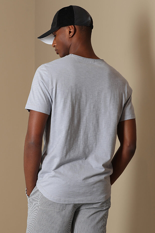 Junya Erkek Basic Tişört Açık Gri - 6