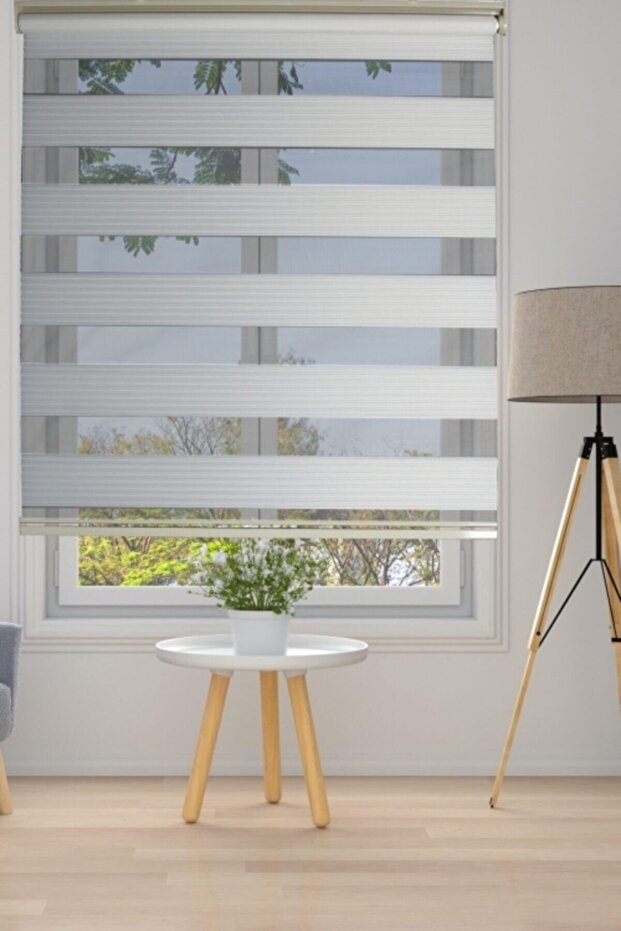 Pliseli Krem Zebra Stor Perde - 1