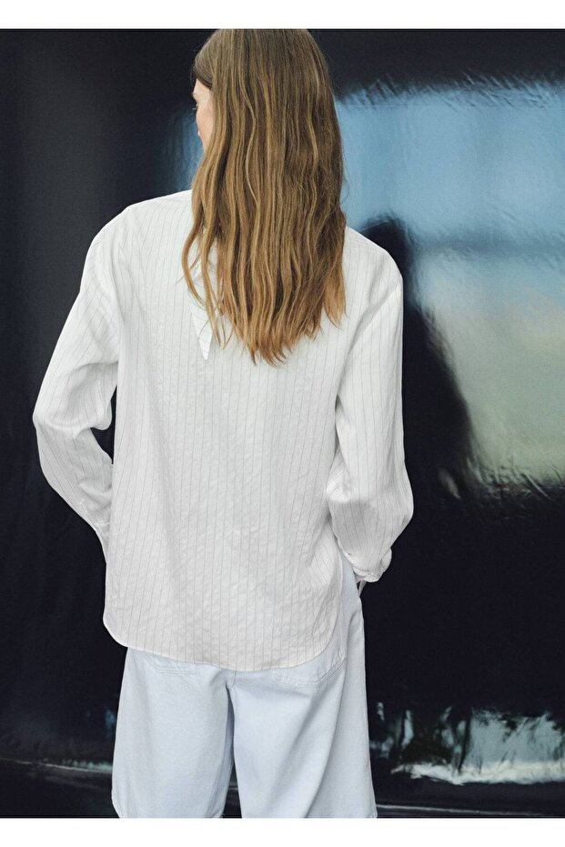 Mendilli çizgili bluz - 4