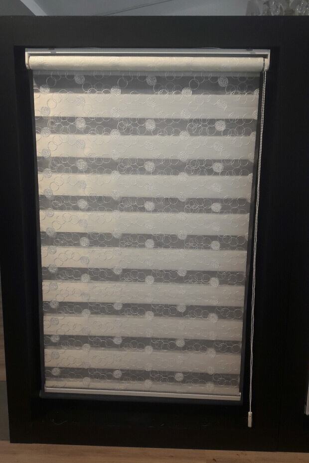 Işlemeli Zebra Perde Krem - 2