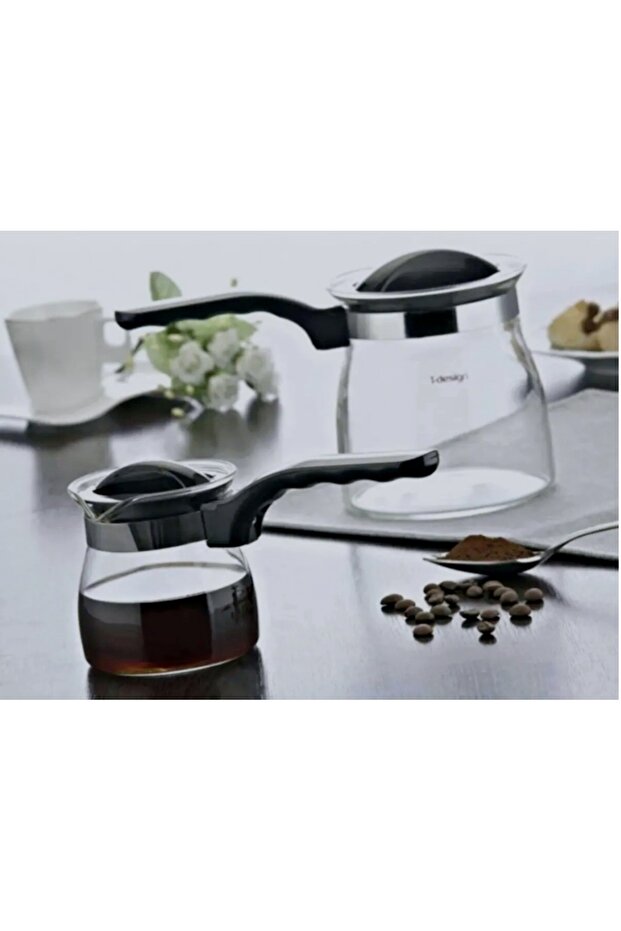 T-Design Cam Cezve Takımı - Ateşle Temasa Uygun - 300ml x 800ml - 1