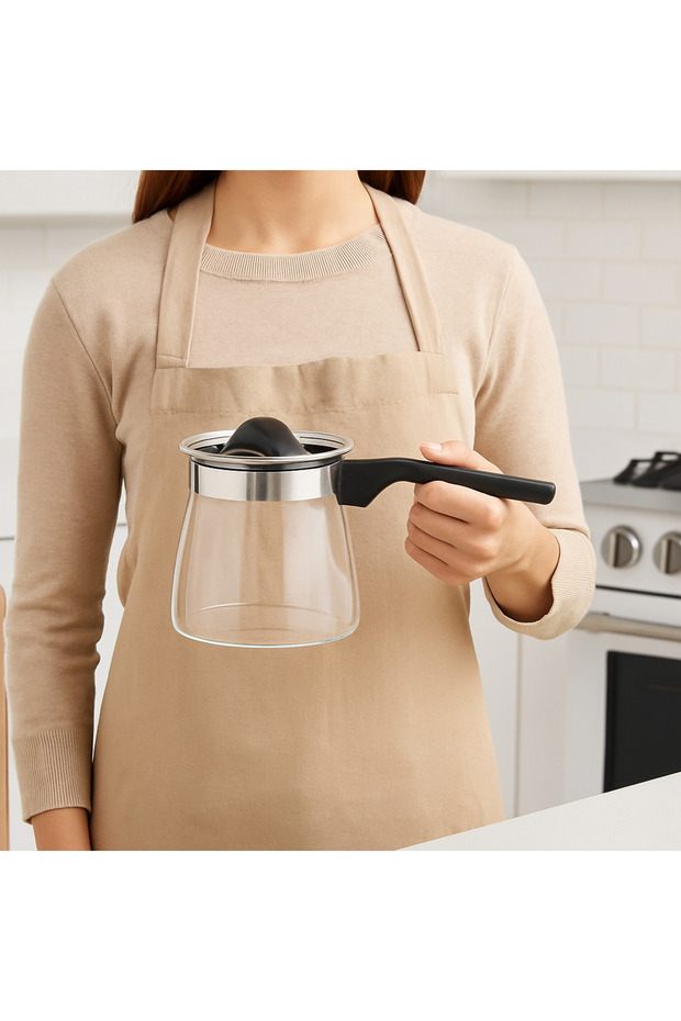 T-Design Cam Cezve Takımı - Ateşle Temasa Uygun - 300ml x 800ml - 5