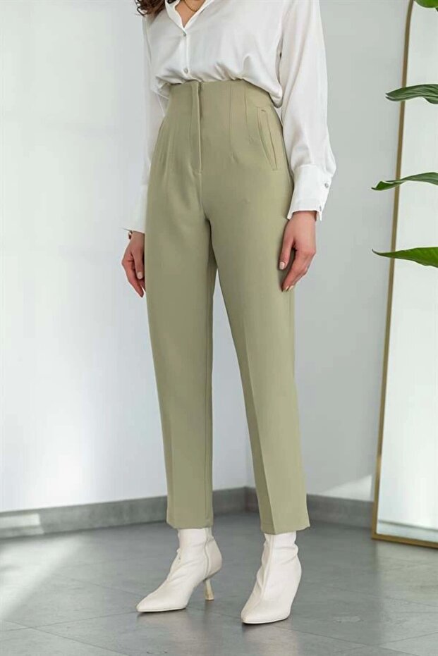 Flatolu Pantolon - Yeşil - 4