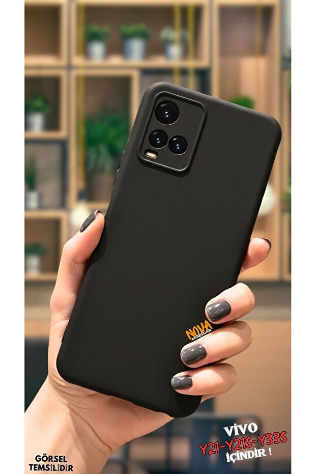 Vivo Y21/y21s/y33s Kılıf | Içi Kadife Lansman Soft Doku Silikon Kapak V7 | Siyah - 1