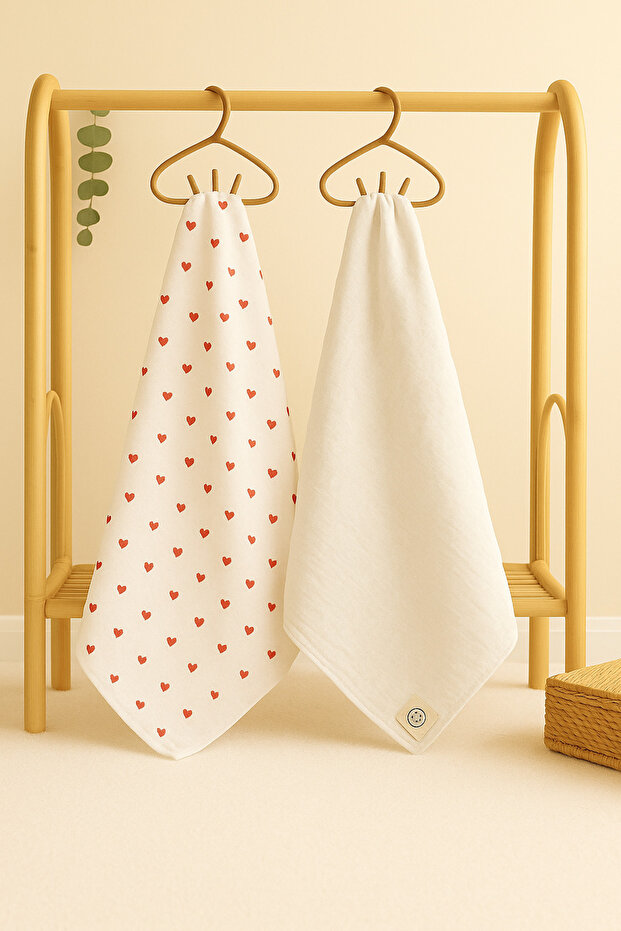 Pack of 2, 100% Cotton Multi-Purpose Double-Layer Muslin Baby Blanket 80*100 cm