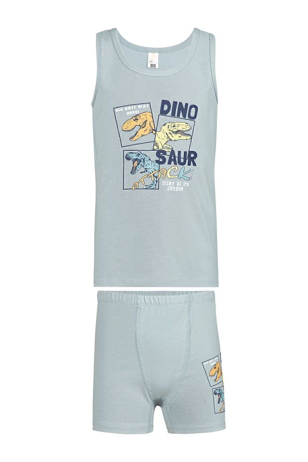 Özkan 32045 Boy's Cotton Blue Thick Strap Athlete Shorts Underwear Set