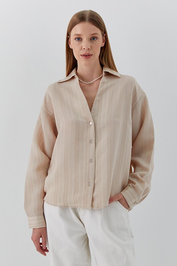 Viskon Gömlek Bej - 3
